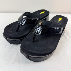 Volatile Black Wedge Sandals